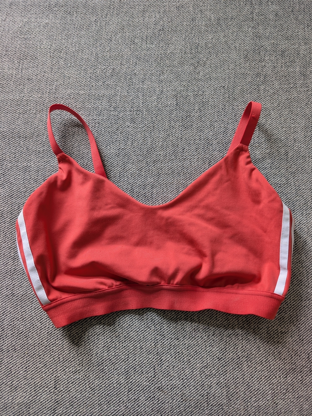 Women’s Adidas Red Bralette with White Side Stripe